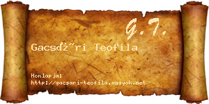 Gacsári Teofila névjegykártya